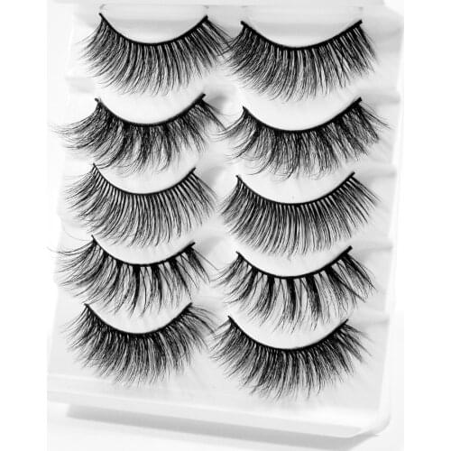 New 5 Pairs False Eyelashes Flared Thick Loading Eyeliner Natural Tools Makeup Cils Medium Volume Cruelty Free Mink