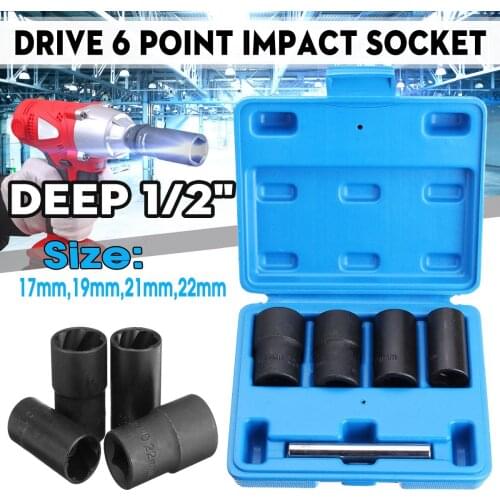 5PCS Locking Wheel Nut Remover Set Stud Bolt Nut Impact Twist Socket Extractor