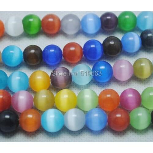 64 Pieces / Lot Multi Colors Cat Eye Glass Bead Round Ball Loose Beads Accessorie DIY fashion fittings Size 12mm