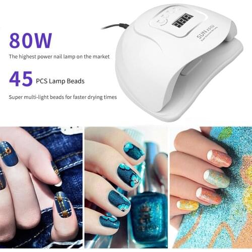 80W UV Gel Nail Lamp Gel Light 36Leds Nail Dryer For All Gels Nail lamp smart sensor nail baking lamp dryer