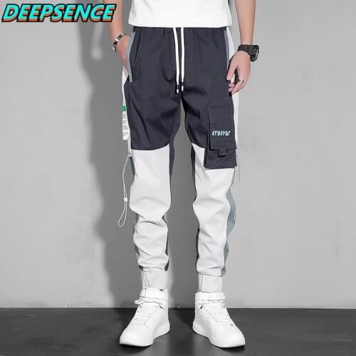 Men Spring and Autumn New Cargo Pants Youthful Vitality Casual Pants Men Pockets Drawstring Ins Fashion Ankle Length Pants Men