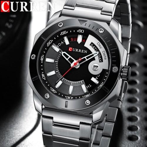 CURREN Men Watch Top Brand Luxury Silver Military Army Waterproof Male Clock Stainless Steel Quartz Sport Man Wristwatch 8344