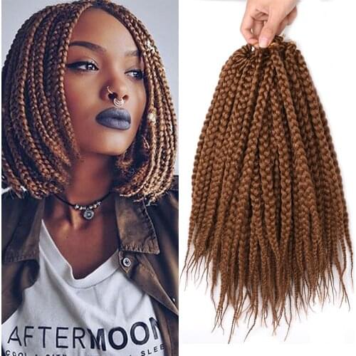 Mtmei Hair Black Brown Box Braids Hair Crochet Braids Cute Short Synthetic Braiding Hair Extensions For Women 12Strands/pack