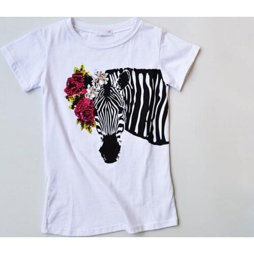 Italy P Home Original Single Manual Nail Pearl Zebra In Will Child Children Girl Pure Cotton White Short Sleeve T Pity Jacket