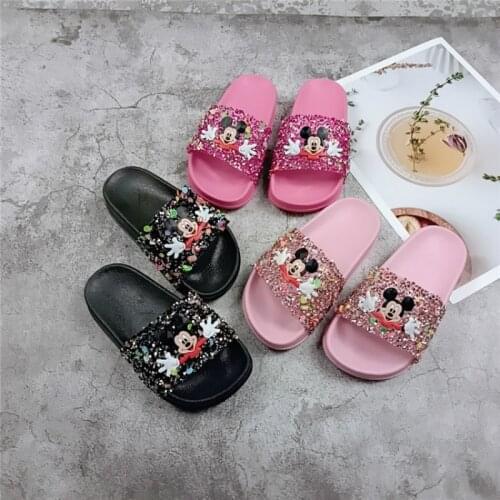 Cartoon Mickey Mouse Baby Shoes For Girls Children Lovely Cartoon Princess Flat Kid Beach Home Shoes Inside and Outside Slippers