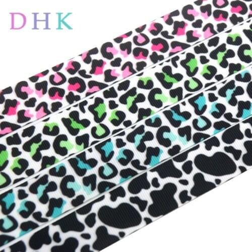DHK 10yards cow leopard jungle printed grosgrain Ribbon Accessory hairbow headwear decoration Wholesale OEM DIY B1662