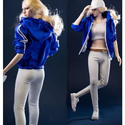 1:6 PH JO Scale Female Figure Clothes Casual Sport Suit Blue Sportswear Clothing Set for 12" Body Figures