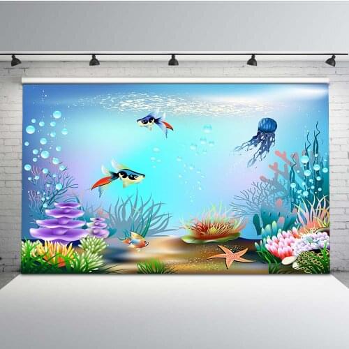 Mehofoto Ocean Photo Backdrop Seaweed Underwater World Background for Photography Booth Studio Cartoon MW-240