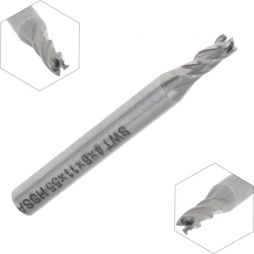 Milling Cutter 4mm 4 Flute HSS & Aluminum End Mill Cutter with Extra Long Straight Shank for CNC Mold Processing