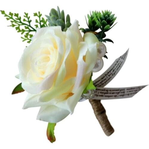 Artificial Rose Flower Corsage Bridal Groom Bridesmaid Boutonnieres