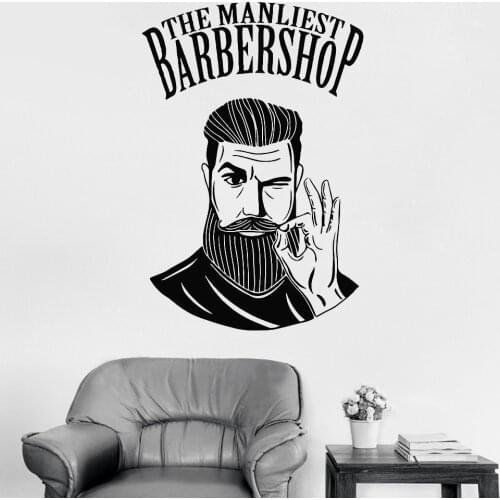 Hot Men Barbershop Sign Wall Stickers Mural Barber Shop Logo Sticker Window Decal Decor Wall Decal For Hair Salon Rmovable LC480