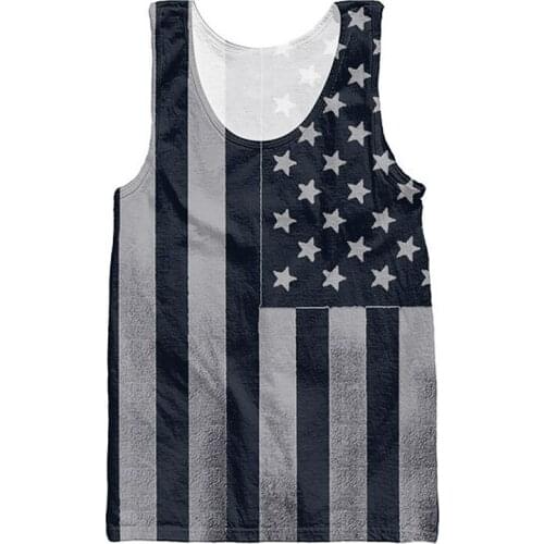 3d Print Male Tank Tops Mens Compression Sleeveless Shirt American Flags Dark Patriotic Design Bodybuilding Vest For Men Jersey