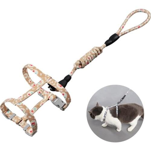 Cute Flower Printed Pet Leash Cat Leash Fashion Adjustable Escape Proof Cat Harness With Leash Pet Supplies