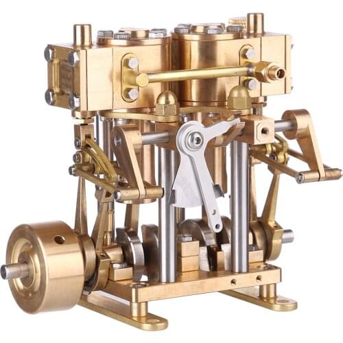 Mini Brass Double Cylinder Reciprocating Engine Model Physics Steam Power educational toy Gifts 2020 New Arrival