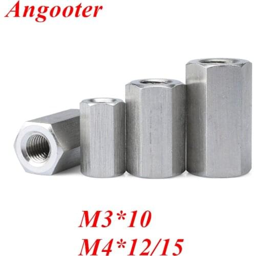 10pcs Coupling Nut M3 M4 Rod coupling Hex nut 304 stainless steel Long Hex Nut Connection Thread Nut