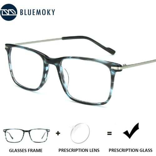 BLUEMOKY Acetate Prescription Glasses Frame Men Square Optical Myopia Hyperopia Eyewear Anti-Blue-Ray Photochromic Eyeglasses