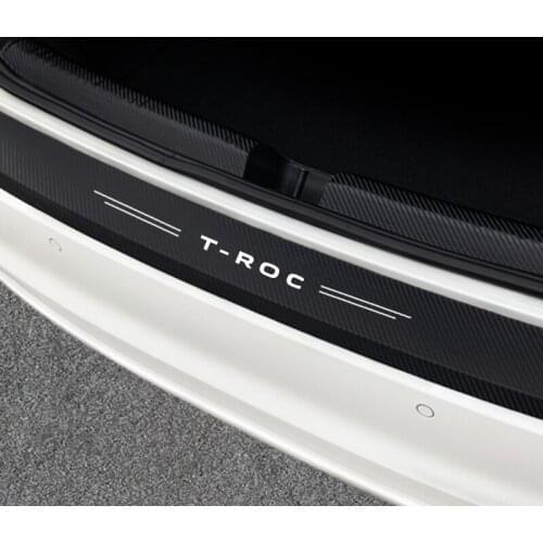 For VW Volkswagen T ROC TROC 2021 2020 2019 2018 Carbon Fiber Anti Scratch Car Trunk Rear Bumper Sticker Auto Tuning Accessories