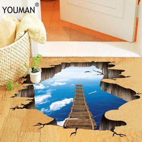 Wall Stickers home blue sky 3D modern floor stickers removable mural decals PVC vinyl art sky ground ceiling decals decoration
