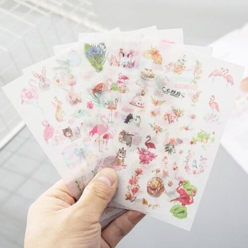 6pcs/lot Fresh Flamingo Sticker Pack Paper Sticker Decoration Diy Ablum Diary Scrapbooking Label Stickers