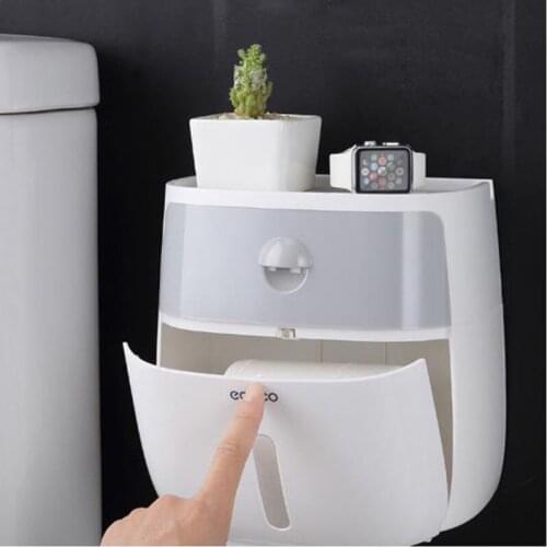 LEDFRE Wall Mounted Toilet Paper Holder Dispensers Multi Creative Toilet Roll Holder Bathroom Double Paper Tissue Box LF82003P