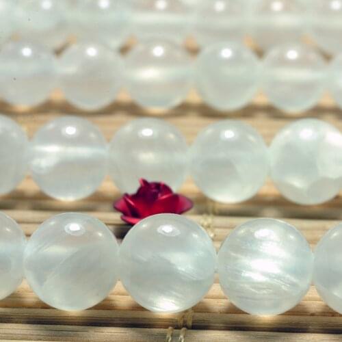 Natural White Selenite Smooth Round Beads Loose Gemstones Wholesale Semi Precious Stones Bracelet Necklace Diy Jewelry Making