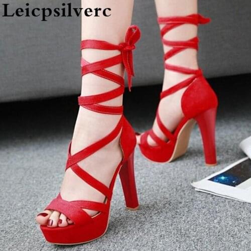 Euramerican Rome sexy waterproof table super high heel toe toe women sandals ankle strap model hip hop womens shoes