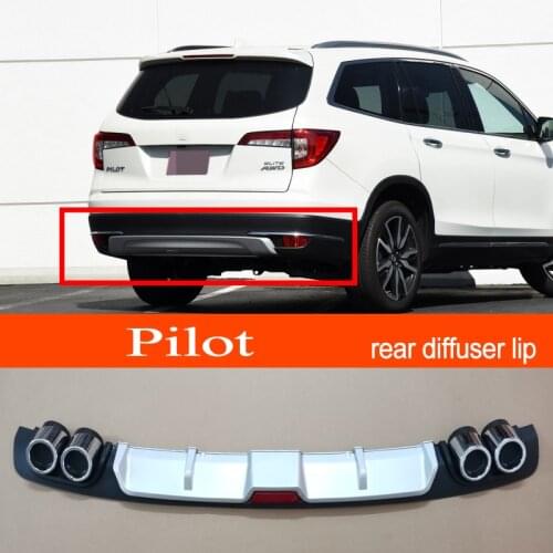 Pilot ABS Plastic Silver / Black Car Rear Bumper Rear Diffuser Spoiler Lip for Honda Pilot Hatchback