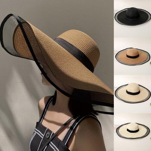 Women Sun Hat Summer UV Protection Straw Hat Sun Straw Hat Beach Cap for Travel Beach TT@88