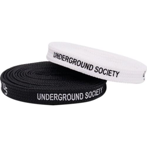 Coolstring 7MM UNDERGROUND SOCIETY Letter Printed Shoelace Luxury Silk Screen Lacet High Rank Material Making Wholesale Cordones