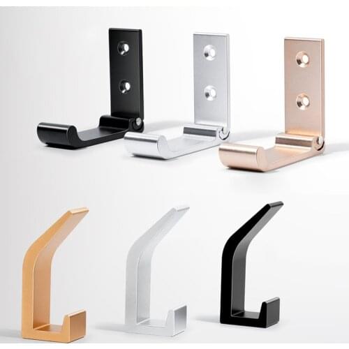 Folding Hooks Wall Door Clothes Coat Hat Bags Hangers Aluminum Alloy Kitchen Bathroom Rustproof Towel Hooks Foldable JA5