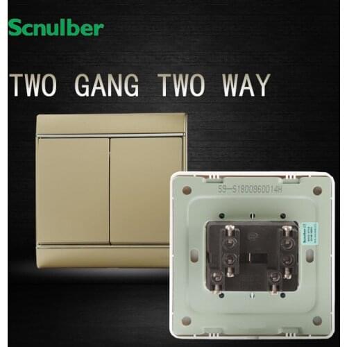 Restroom on/off 2 gang 2 way double control luxury champagne wall switch
