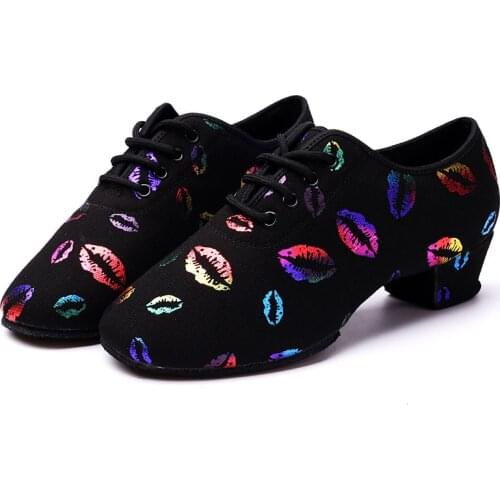USHINE BD-47 new colorful lips sneakers teacher training shoes ballroom Latin ballet dance shoes woman