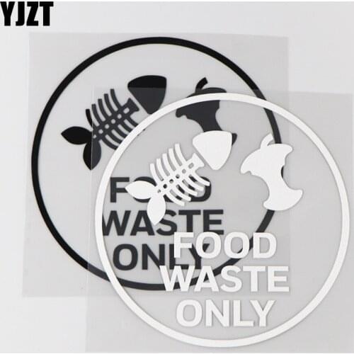 YJZT 13×13CM FOOD WASTE ONLY Vinyl Car Sticker Decal Classification And Identification Of Cartoon Garbage Black/Silver 4C-0167