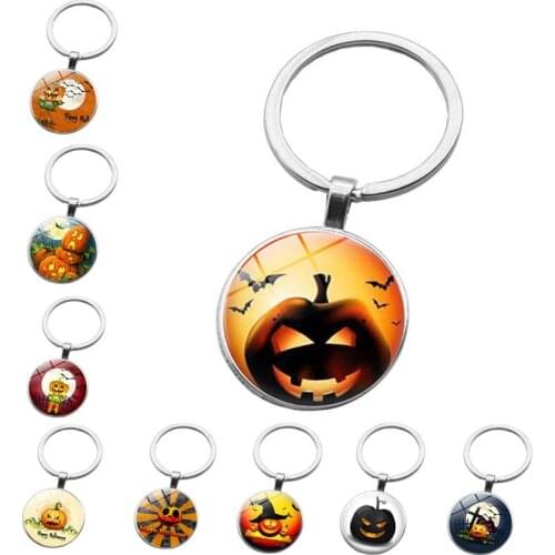YGLCJ1 Halloween Pumpkin Key Ring Witch Keychain Cat Keychain Gothic Broom Charm for Witch Lover Jewelry Gift