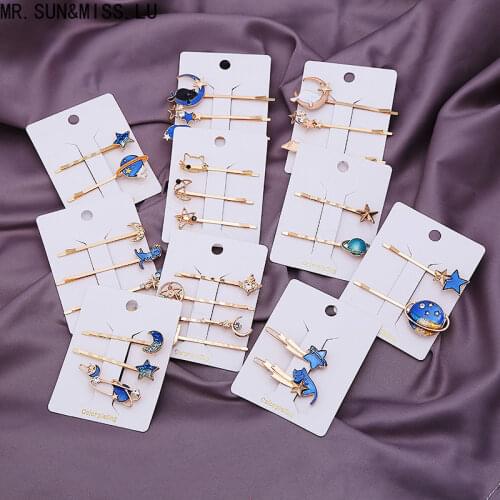 Sky/stars Hairpins Hair Clips Barrettes Pins Hairgrip Candy Colorful Snap Waterdrop Kids Hair Accessories For Women,ACC303