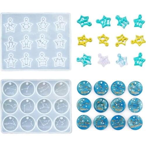 12 Constellations Silicone Mold Pendant DIY Crystal Epoxy Resin Craft Making Mold For Jewelry Handmade Charm Pendant Mold