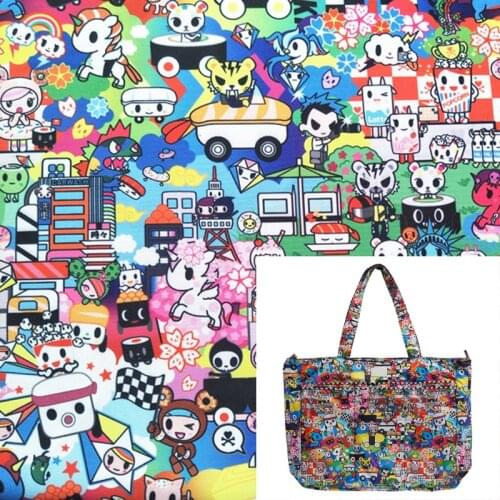 148cm Width Cartoon Sushi Car Unicorn Printed Canvas Fabric For Cushion Cover/Diy Handbag/Slipcover DIY Sewing