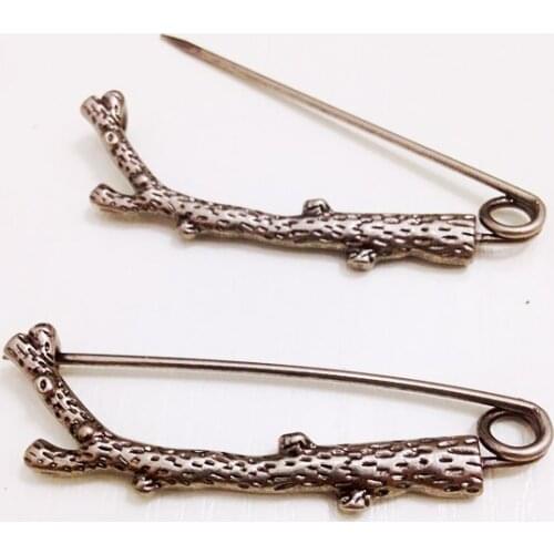2pcs/lot Length:6cm Tree Branches Large Alloy Safety Pin--Big and Strong Enough to Hold Heavy-Material Garment accessories