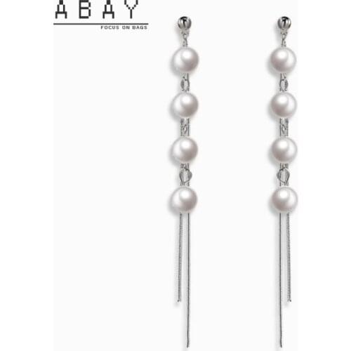 2020 New Hot Sale Pearl Long Tassel Earrings Women Simple Versatile Fashion Gold Temperament High Quality Ear Pendant Trend