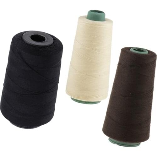 3pcs Strong Thick Durable Wig Weave Hair Extension Hair Weft Sewing Making Cotton Thread, Black, 902/2187 Yards