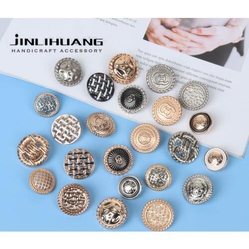 5pcs Gold Silver Metal Shank Buttons for Clothing Sewing Button Decorative Women Suit Coat Sew Botones Accessories Garment DIY