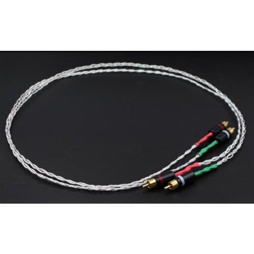 8AG Single Crystal Silver Audio Cable Hifi RCA Interconnect Cable for Amplifier CD Player - Gold Plated Plug