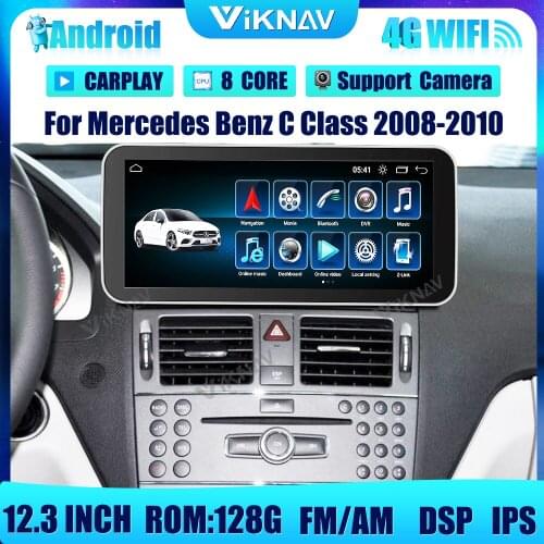 12.3 inch android Car with screen DVD multimedia Player For Mercedes benz C Class 2008-2010 GPS Navigation 2din