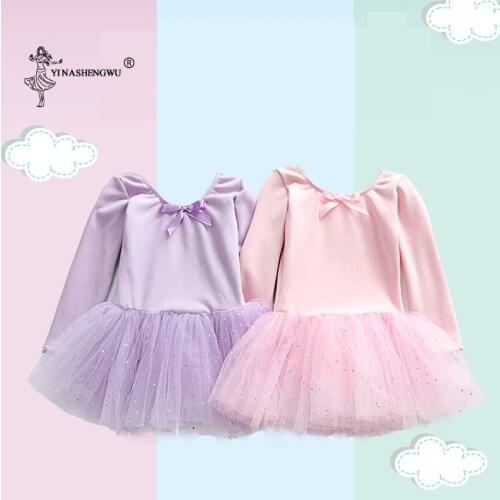 Ballet Dress Gymnastics Leotards for Girls Kids Short/long Sleeve Ballet Dancewear Skirts Kids Thick/Thin Dance Leotards Skirt