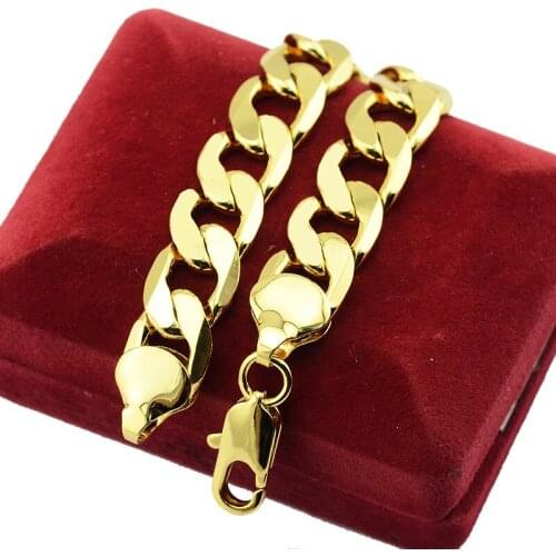 9mm 12mm 19cm 22cm Big Curb Bracelets Mens Women Gold Color Link Cuban Chains Cool Hip Hop Style Long Big Size