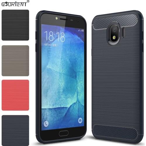 Phone Funda For Samsung Galaxy J4 2018 Carbon Fiber Brushed Shockproof Back Case SM-J400F SM-J400F/DS Soft Silicone Bumper Cover