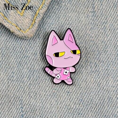 Cat Enamel Pin Custom Pink Dress Kitten Brooches for Shirt Lapel Bag Cartoon Badge Animal Jewelry Gift for Kids Friends