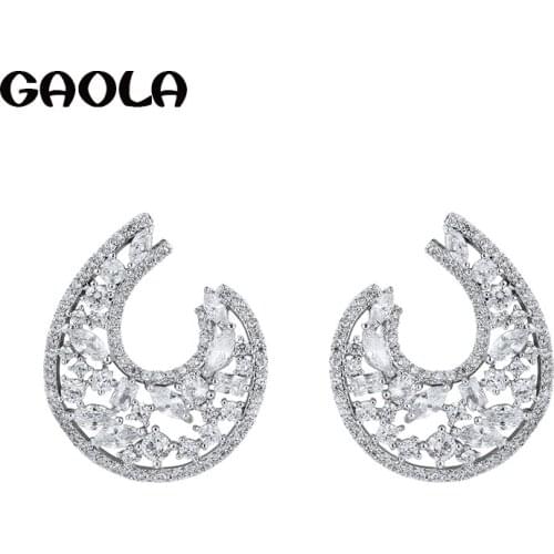 GAOLA Classic Multicolor Clear Cubic Zirconia Big Stud Earrings Wedding Jewelry GLE9120
