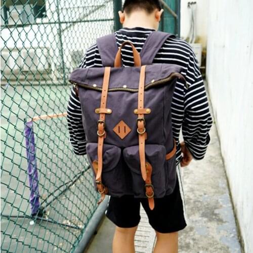 Canvas Backpack Retro Outdoor Mountaineering Sports Travel Leisure Large-capacity Laptop Bag