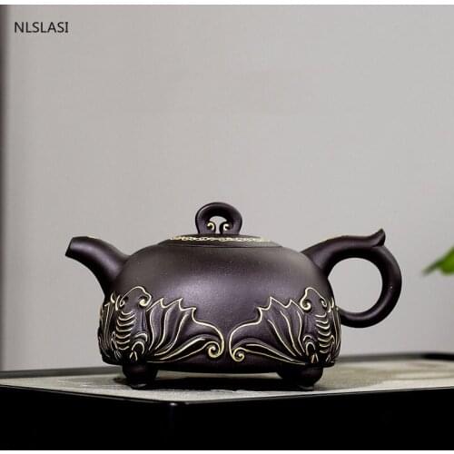 Yixing Upscale tea pot Purple Clay filter Teapot beauty kettle Raw ore Black mud Handmade Tea set Authentic Large capacity 450ml